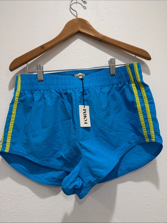 Body Form Pants - FORM New With Tags Aqua Blue Yellow Strip Nylon Woman’s Active Shorts Medium
